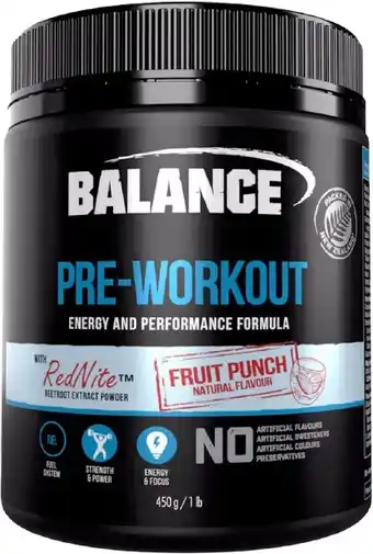 healthylife Balance Pre Workout Powder Fruit Punch 450g offer