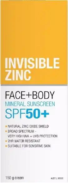 healthylife Invisible Zinc Sunscreen Face & Body SPF50+ 150g offer