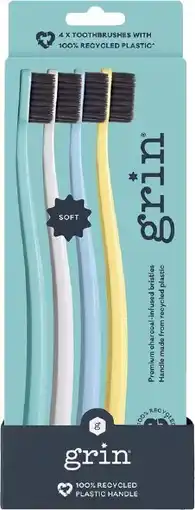 healthylife Grin 100% Recycled Toothbrush Soft Summer 4 Pack offer