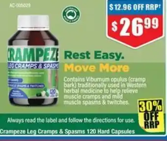 Chemist Warehouse Rampez rest easy leg cramps & Spasms offer