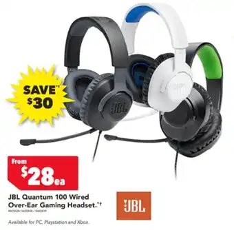 Harvey Norman JBL Quantum 100 Wired Over-Ear Gaming Headset offer