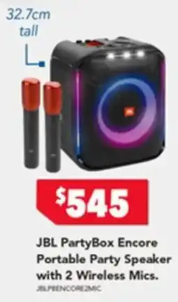 Harvey Norman JBL PartyBox Encore Portable Party Speaker with 2 Wireless Mics offer