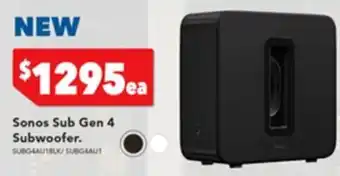 Harvey Norman Sonos Sub Gen 4 Subwoofer offer