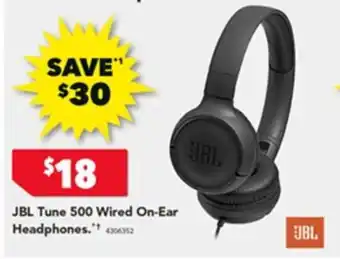 Harvey Norman JBL Tune 500 Wired On Ear Headphones offer