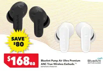 Harvey Norman BlueAnt Pump Air Ultra Premium ANC True Wireless Earbuds offer