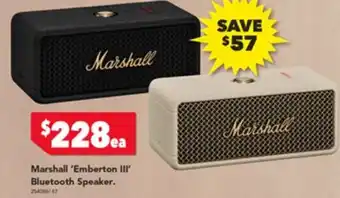 Harvey Norman Marshall Emberton III Bluetooth Speaker offer