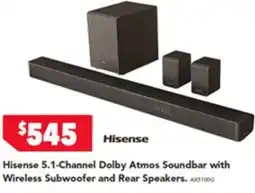 Harvey Norman Hisense 5 1 Channel Dolby Atmos Soundbar with Wireless Subwoofer and Rear Speakers offer