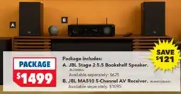 Harvey Norman JBL Stage 2 5.5 Bookshelf Speaker  JBL MA510 5-Channel AV Receiver offer