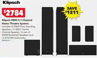 Harvey Norman Klipsch R800 5 1 Channel Home Theatre System offer