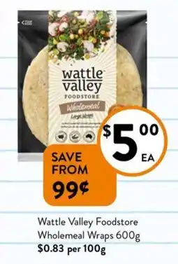 Foodworks Wattle Valley Foodstore Wholemeal Wraps offer