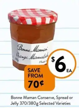 Foodworks Bonne Maman Conserve, Spread or Jelly offer