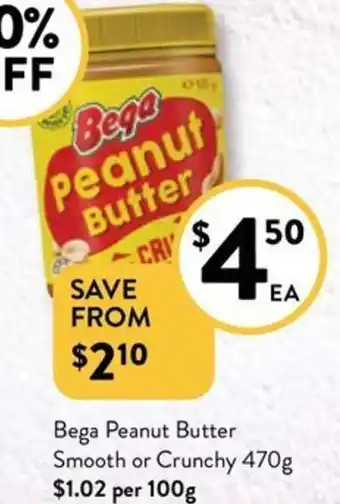 Foodworks Bega Peanut Butter Smooth or Crunchy offer