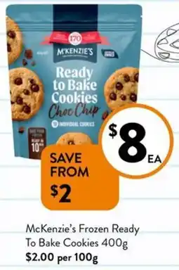 Foodworks McKenzie's Frozen Ready To Bake Cookies offer