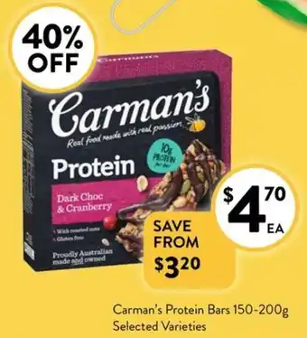 Foodworks Carman's Protein Bars offer