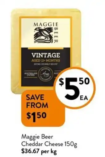 Foodworks Maggie Beer Cheddar Cheese offer