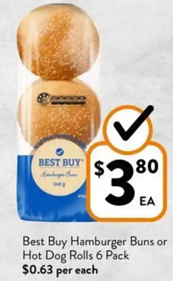 Foodworks Best Buy Hamburger Buns or Hot Dog Rolls offer