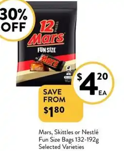 Foodworks Mars Skittles or Nestlé Fun Size Bags offer