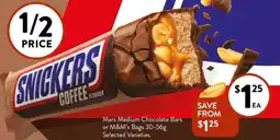 Foodworks Mars Medium Chocolate Bars or M&M's Bags offer