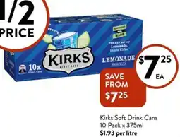 Foodworks Kirks Soft Drink Cans offer