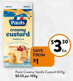 Foodworks Pauls Creamy Vanilla Custard offer