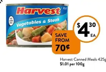 Foodworks Harvest Canned Meals offer