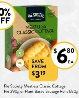 Foodworks Pie Society Meatless Classic Cottage offer