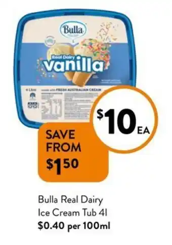 Foodworks Real Dairy Ice Cream Tub offer