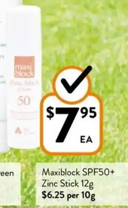 Foodworks Maxiblock SPF50+ Zinc Stick offer