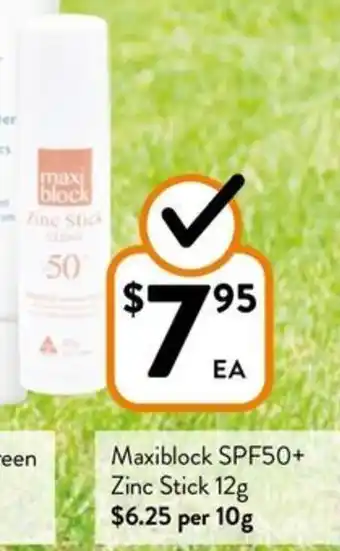 Foodworks Maxiblock SPF50+ Zinc Stick offer