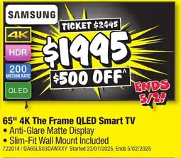 JB Hi-Fi 65" 4K The Frame QLED Smart TV offer