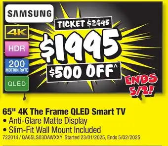 JB Hi-Fi 65" 4K The Frame QLED Smart TV offer