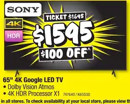 JB Hi-Fi 65" 4K Google LED TV offer