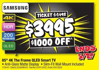 JB Hi-Fi 85" 4K The Frame QLED Smart TV offer