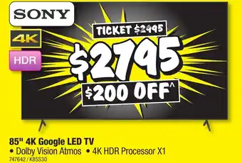 JB Hi-Fi 85" 4K Google LED TV offer