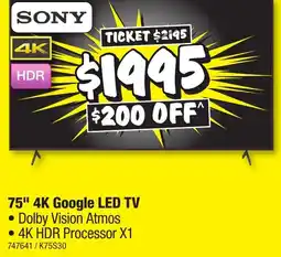 JB Hi-Fi 75" 4K Google LED TV offer