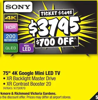 JB Hi-Fi 75" 4K Google Mini LED TV offer