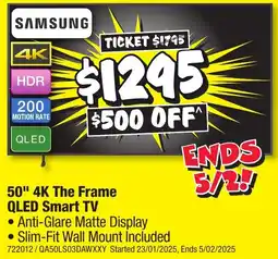 JB Hi-Fi 50" 4K The Frame QLED Smart TV offer