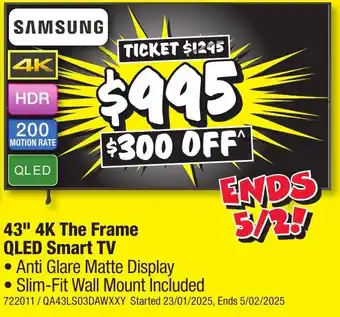 JB Hi-Fi 43" 4K The Frame QLED Smart TV offer