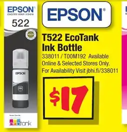 JB Hi-Fi T522 EcoTank Ink Bottle offer