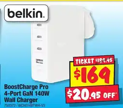 JB Hi-Fi BoostCharge Pro 4-Port GaN 140W Wall Charger offer