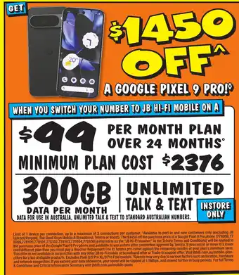 JB Hi-Fi A GOOGLE PIXEL 9 PRO offer