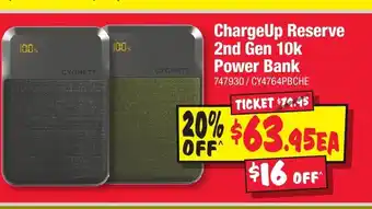 JB Hi-Fi ChargeUp Reserve 2nd Gen 10k Power Bank offer