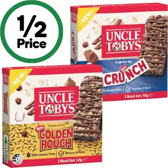 Woolworths Uncle Tobys Muesli Bars 145-185g Pk 5-6 offer