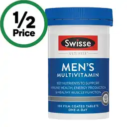 Woolworths Swisse Ultivite Men’s Multivitamin Tablets Pk 100 offer