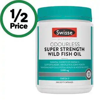 Woolworths Swisse Ultiboost Odourless Super Strength Wild Fish Oil Pk 200 offer