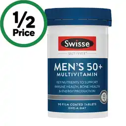 Woolworths Swisse Ultivite Men’s 50+ Multivitamin Tablets Pk 90 offer