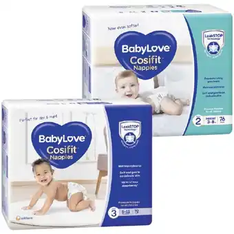 Woolworths BabyLove Cosifit Nappies Pk 54-76 offer