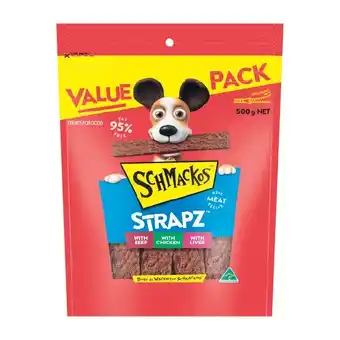 Woolworths Schmackos Strapz Dog Treats 500g offer