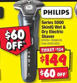 JB Hi-Fi Series 5000 SkinlQ Wet & Dry Electric Shaver offer