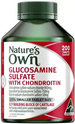 Coles Nature's Own Glucosamine Sulfate with Chondroitin Tablets 200 Pack^ offer